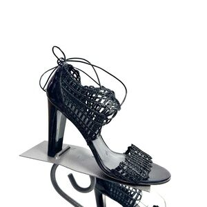 Stuart Weitzman Black Lace Up Strappy Heels Size 9.5
